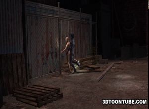 Монстр трахает лысую зомби тёлку